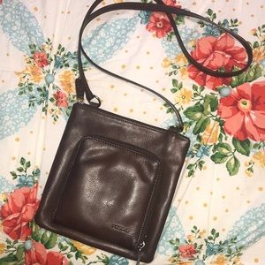 Brown Fossil crossbody chocolate genuine leather